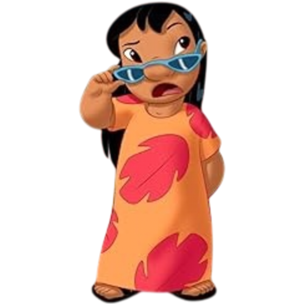 Lilo Pelekai Wearing Orange Dress With Red Leaves Blank Meme Template