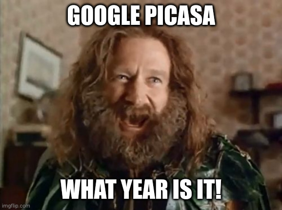 What Year Is It Meme | GOOGLE PICASA; WHAT YEAR IS IT! | image tagged in memes,what year is it | made w/ Imgflip meme maker