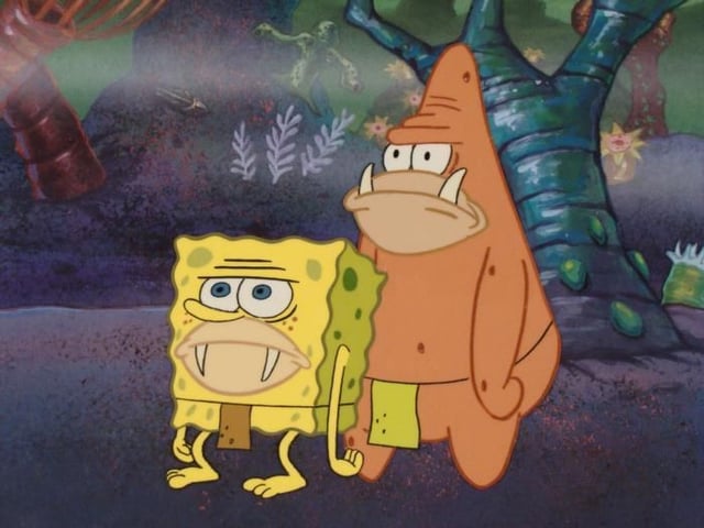 Caveman SpongeBob & Patrive Blank Meme Template