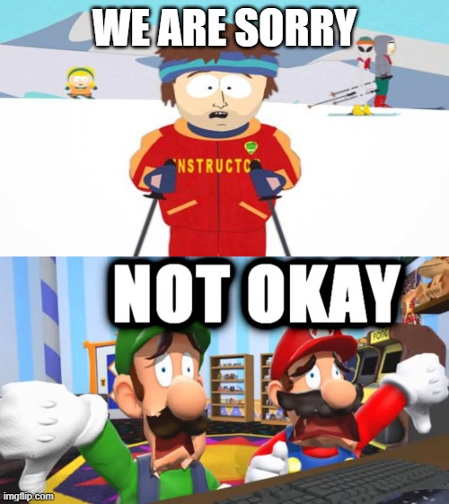 mario and luigi hates south park | WE ARE SORRY | image tagged in mario and luigi hates,south park,i hate school,funny memes,video games,super mario bros | made w/ Imgflip meme maker