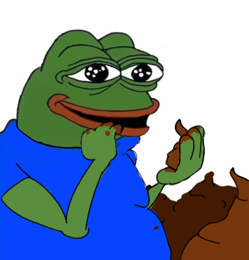 smiling pepe eating shit Blank Meme Template