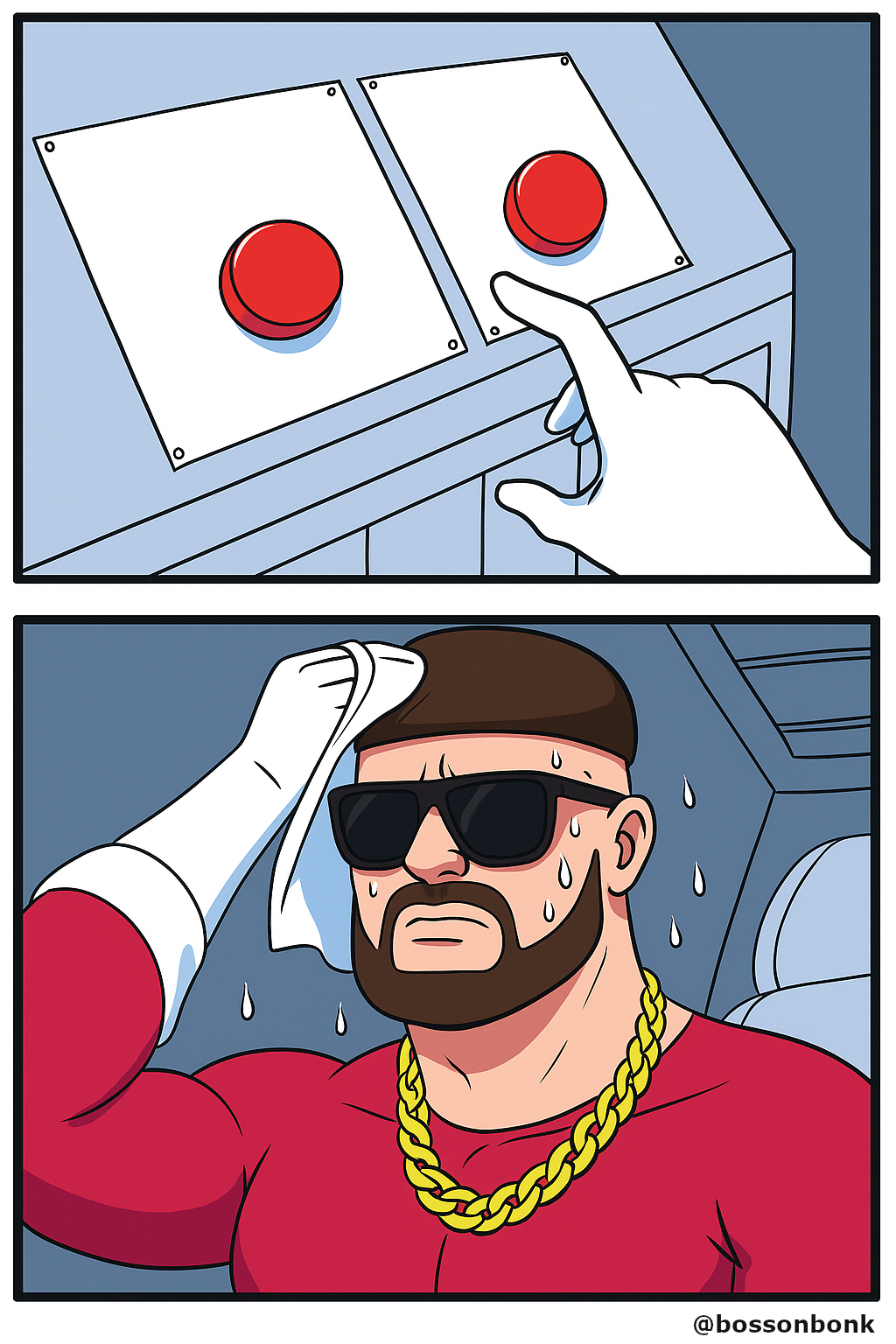 Ibiza Final Boss Two Buttons Blank Meme Template