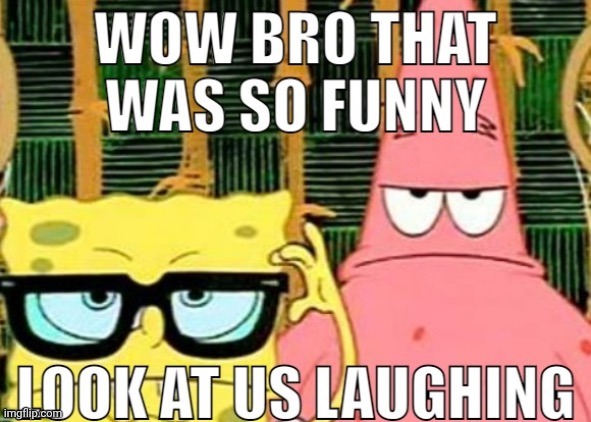 wow bro that was so funny; look at us laughing | image tagged in wow bro that was so funny look at us laughing | made w/ Imgflip meme maker