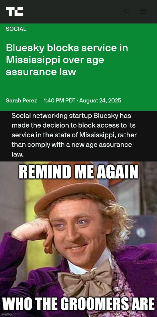groomsky | REMIND ME AGAIN; WHO THE GROOMERS ARE | image tagged in memes,creepy condescending wonka | made w/ Imgflip meme maker