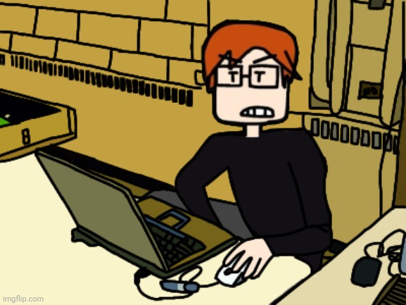 MC's playing Lava Racers on his laptop! | image tagged in mc,moscovio may,comics,lava racers | made w/ Imgflip meme maker