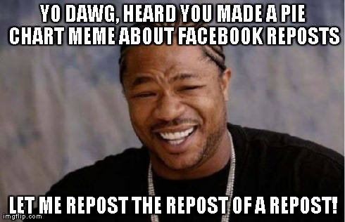 YO DAWG, HEARD YOU MADE A PIE CHART MEME ABOUT FACEBOOK REPOSTS LET ME REPOST THE REPOST OF A REPOST! | image tagged in memes,yo dawg heard you | made w/ Imgflip meme maker