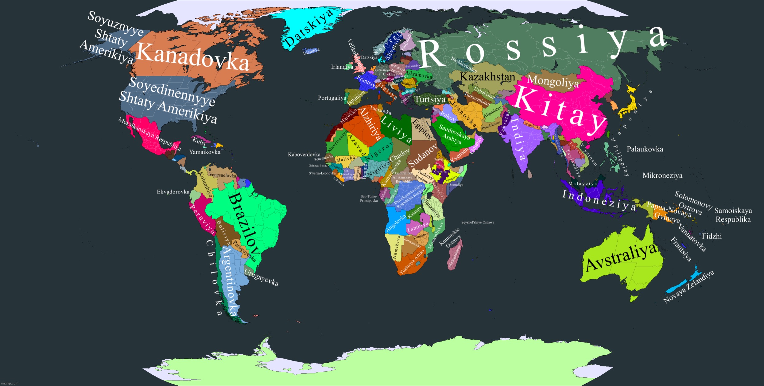 Russianized world map | image tagged in russianized world map | made w/ Imgflip meme maker