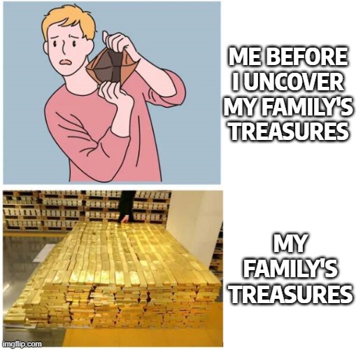 Money drake | ME BEFORE I UNCOVER MY FAMILY'S TREASURES; MY FAMILY'S TREASURES | image tagged in money drake | made w/ Imgflip meme maker
