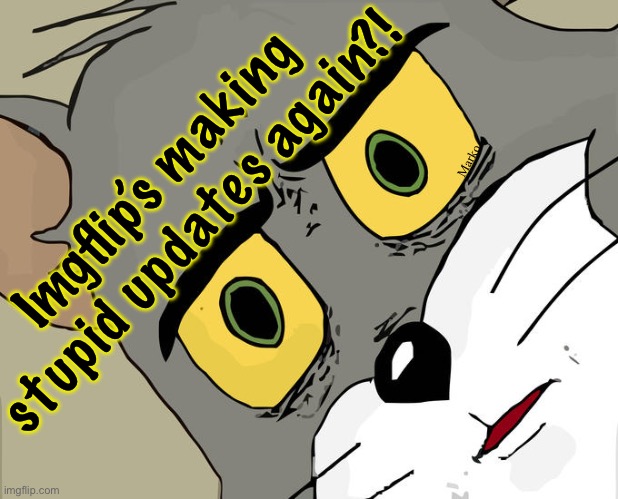 They think they’re earning their paycheck.  To the dismay of millions of users. | Marko; Imgflip’s making
stupid updates again?! | image tagged in memes,unsettled tom,updates suck | made w/ Imgflip meme maker