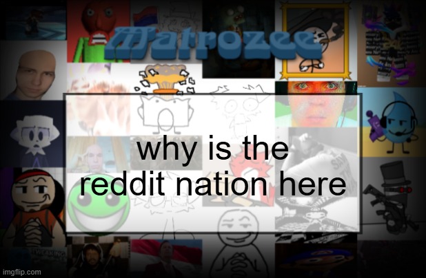 Matrozee Template V2 | why is the reddit nation here | image tagged in matrozee template v2 | made w/ Imgflip meme maker