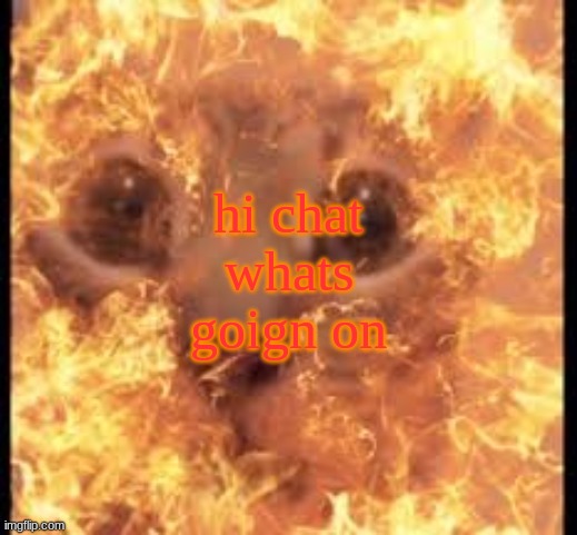 help im burning | hi chat whats goign on | image tagged in help im burning | made w/ Imgflip meme maker