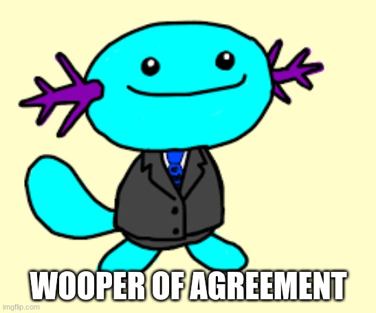 wooper in a suit | WOOPER OF AGREEMENT | image tagged in wooper in a suit | made w/ Imgflip meme maker