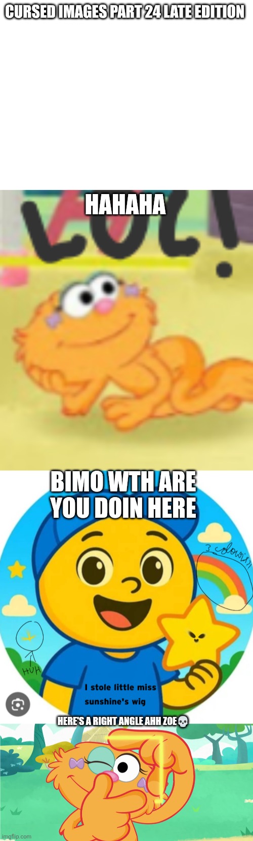 Cursed images part 24 | CURSED IMAGES PART 24 LATE EDITION; HAHAHA; BIMO WTH ARE YOU DOIN HERE; HERE'S A RIGHT ANGLE AHH ZOE💀 | image tagged in cursed image,ai generated,funny,sesame street,math,oh wow are you actually reading these tags | made w/ Imgflip meme maker