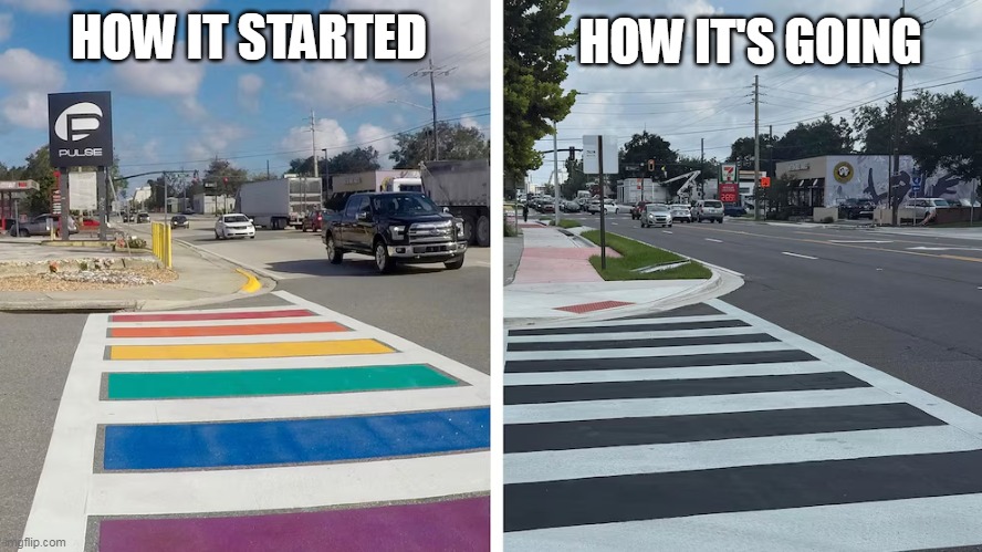 Same with the BLM "Plaza" | HOW IT STARTED HOW IT'S GOING | image tagged in unwokified crosswalk meme | made w/ Imgflip meme maker
