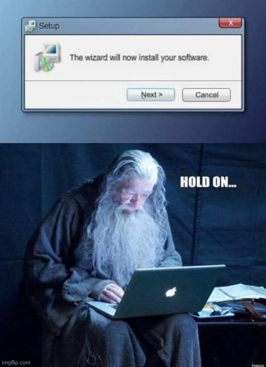 Wizard hard at work | image tagged in memes,wizard,software installer genius | made w/ Imgflip meme maker
