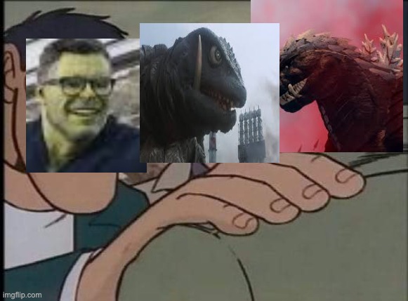 Hand on shoulder guy | image tagged in hand on shoulder guy,gamera,hulk,death battle,godzilla | made w/ Imgflip meme maker