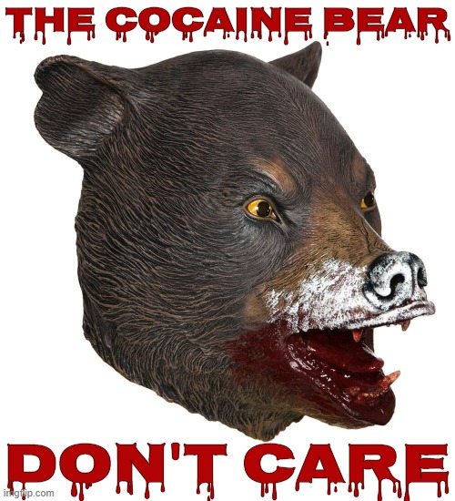 THE COCAINE BEAR DON'T CARE | THE COCAINE BEAR; DON'T CARE | image tagged in cocaine,bear,don't care,idgaf,dgaf,idc | made w/ Imgflip meme maker