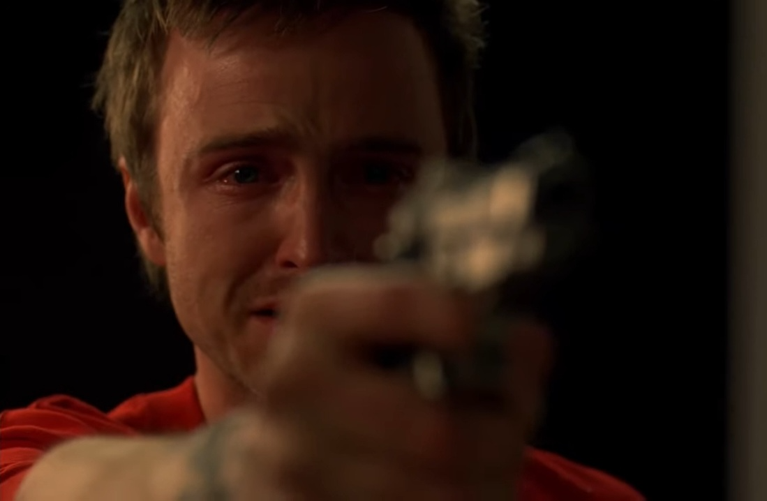 Jesse pointing gun and crying Blank Meme Template