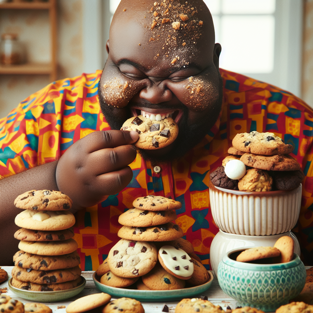 super fat guy eating cokkies Blank Meme Template