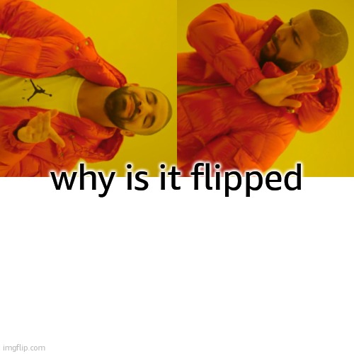 Drake Hotline Bling | why is it flipped | image tagged in memes,drake hotline bling | made w/ Imgflip meme maker