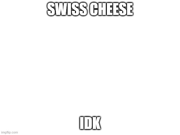 SWISS CHEESE; IDK | made w/ Imgflip meme maker