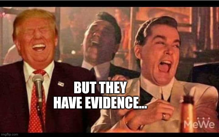 goodfellas trump | BUT THEY HAVE EVIDENCE... | image tagged in goodfellas trump | made w/ Imgflip meme maker