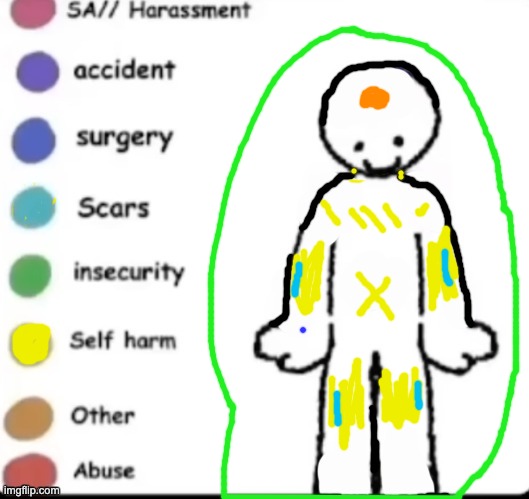 the orange is a cluster of veins in my brain that will literally kill me if they rupture, more on that in the comments | image tagged in make your own | made w/ Imgflip meme maker