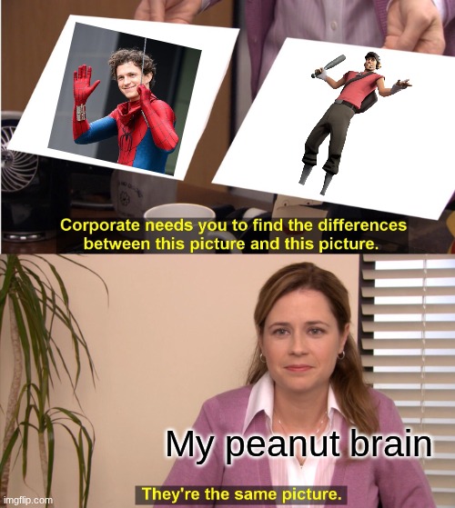 Tom holland is scout | My peanut brain | image tagged in memes,they're the same picture | made w/ Imgflip meme maker