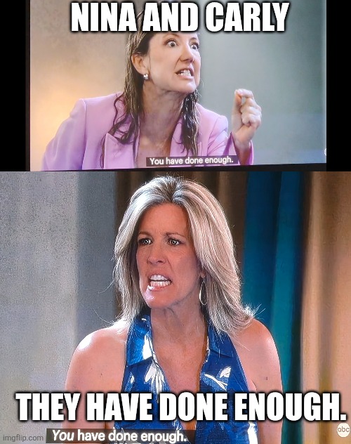 Nina Versus Carly | NINA AND CARLY; THEY HAVE DONE ENOUGH. | image tagged in funny | made w/ Imgflip meme maker