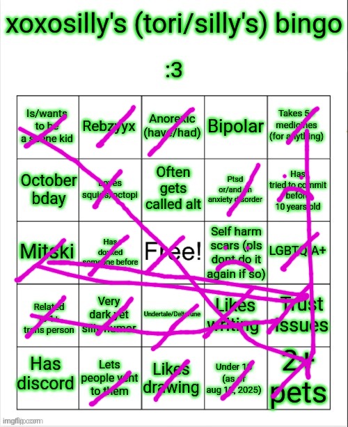 triple bimngo :D | image tagged in xoxosilly bingo aug 12 2025 | made w/ Imgflip meme maker