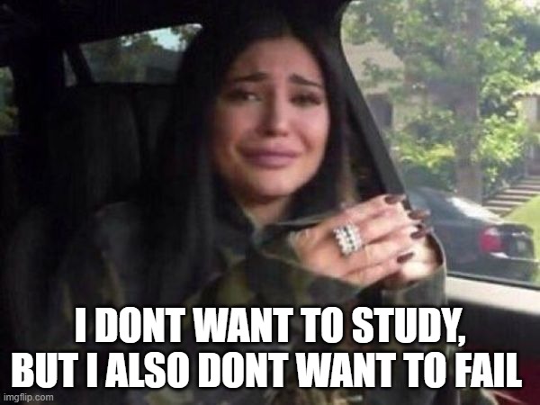 College life | I DONT WANT TO STUDY, BUT I ALSO DONT WANT TO FAIL | image tagged in lazy college senior | made w/ Imgflip meme maker
