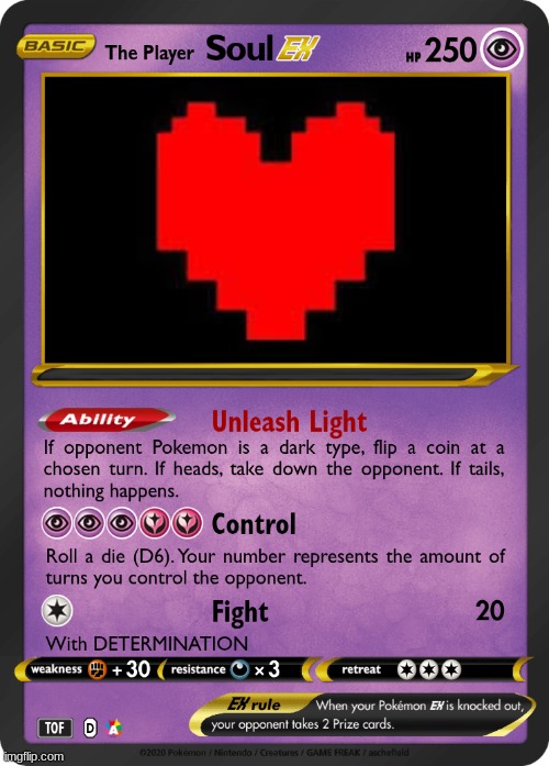 Soul PokeCard | image tagged in determination,deltarune,undertale,soul,pokemon | made w/ Imgflip meme maker