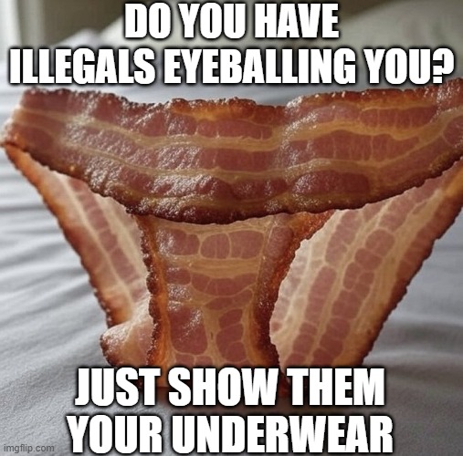 Anti-illegal underwear | DO YOU HAVE ILLEGALS EYEBALLING YOU? JUST SHOW THEM YOUR UNDERWEAR | image tagged in anti-illegal underwear | made w/ Imgflip meme maker