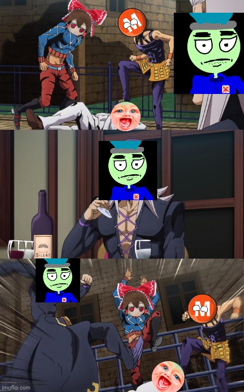 Abbacchio Joins the Kicking | image tagged in abbacchio joins the kicking | made w/ Imgflip meme maker