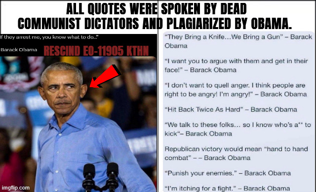 Upsurper | RESCIND EO-11905 KTHN | image tagged in pissed off obama,obama sucks | made w/ Imgflip meme maker