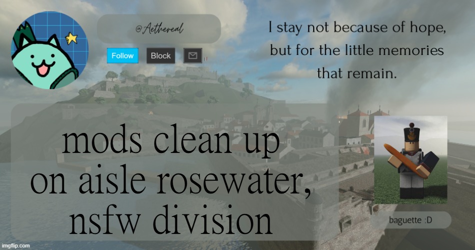hello | mods clean up on aisle rosewater, nsfw division | image tagged in hello | made w/ Imgflip meme maker