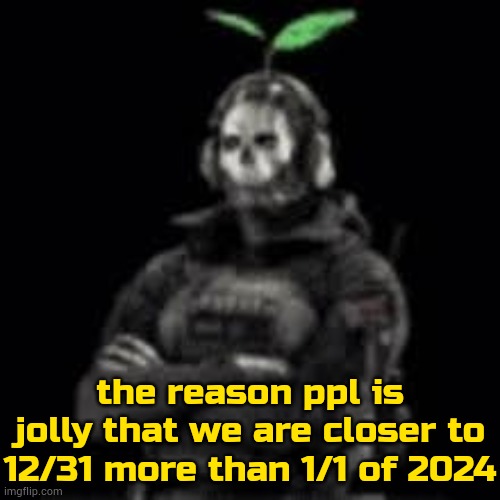 ghost plant | the reason ppl is jolly that we are closer to 12/31 more than 1/1 of 2024 | image tagged in ghost plant | made w/ Imgflip meme maker