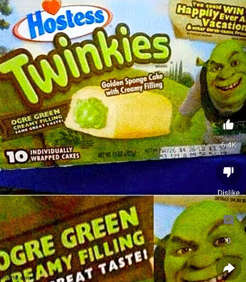 Shrek Twinkies | image tagged in shrek,twinkies | made w/ Imgflip meme maker