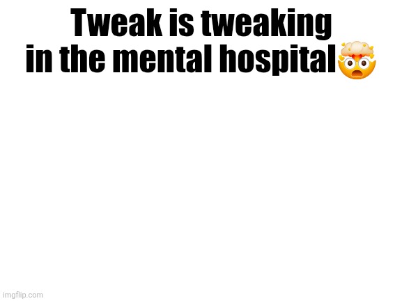 Blank White Template | Tweak is tweaking in the mental hospital🤯 | image tagged in blank white template | made w/ Imgflip meme maker