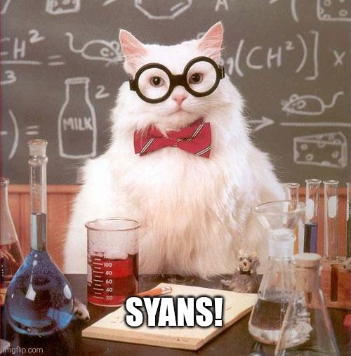Science Cat | SYANS! | image tagged in science cat | made w/ Imgflip meme maker