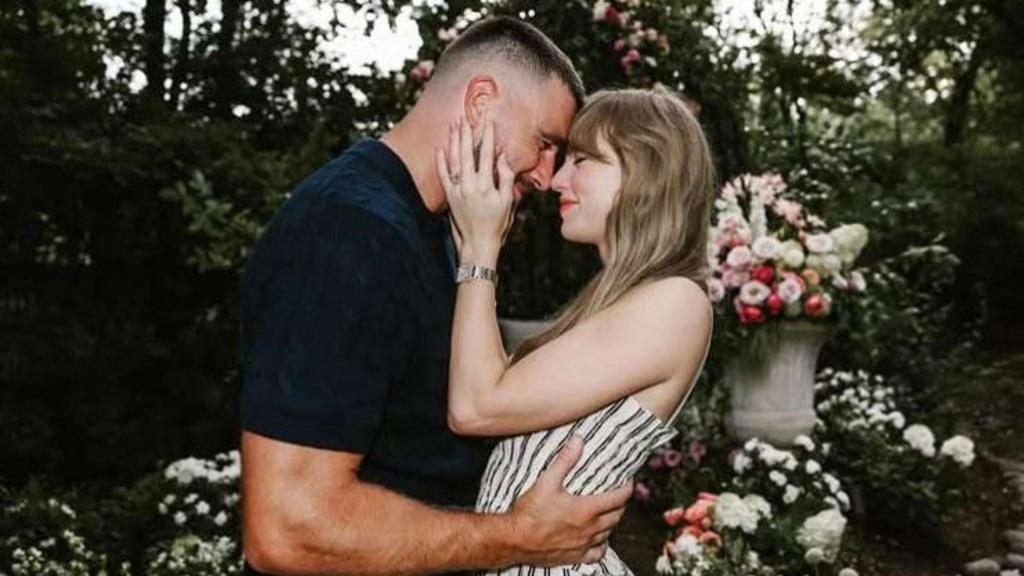 Taylor and Travis Enagaged Blank Meme Template