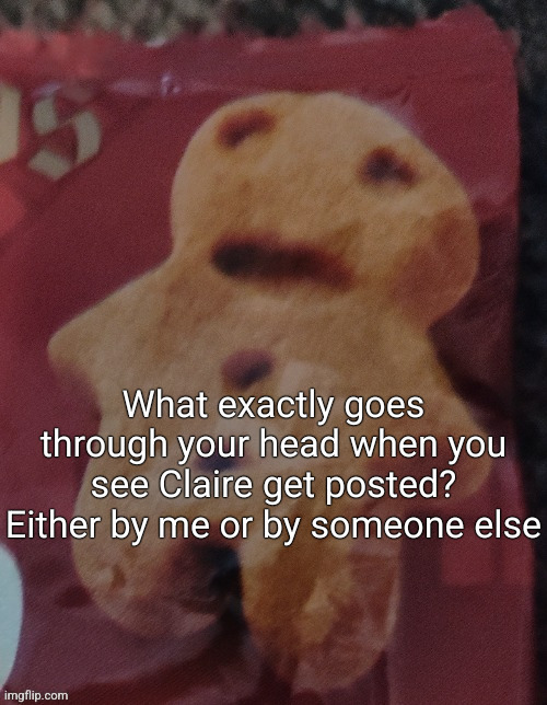 Cookie | What exactly goes through your head when you see Claire get posted? Either by me or by someone else | image tagged in cookie | made w/ Imgflip meme maker