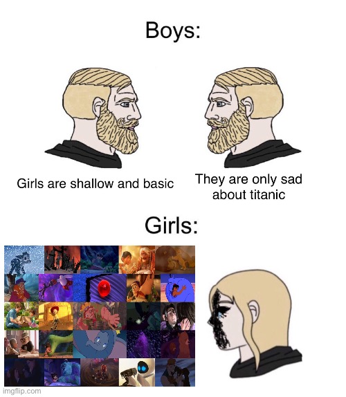 Girls are a part of our culture, too. | image tagged in girls are a part of our culture too,pixar,sad | made w/ Imgflip meme maker