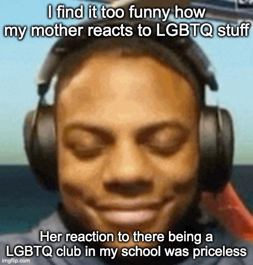 as you can guess, she's homophobic to the bone | I find it too funny how my mother reacts to LGBTQ stuff; Her reaction to there being a LGBTQ club in my school was priceless | image tagged in ishowspeed smirk,msmg | made w/ Imgflip meme maker