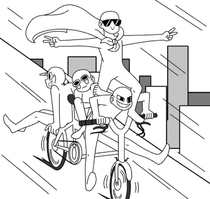 4man In Bike Blank Meme Template