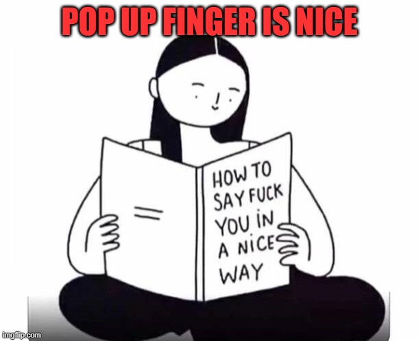 POP UP FINGER IS NICE | image tagged in communicate | made w/ Imgflip meme maker