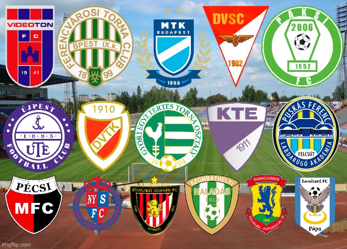 Throwback: 16 OTP Bank Liga (Nemzeti Bajnokság) teams for 2014/15 season | image tagged in hungary,ferencvaros,videoton,debrecen,ujpest,mtk | made w/ Imgflip meme maker