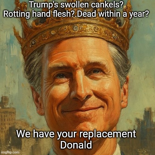 Trolling maga | Trump's swollen cankels? Rotting hand flesh?.Dead within a year? We have your replacement 
Donald | image tagged in gavin newsome,trolling maga,it works,they are loosing their minds | made w/ Imgflip meme maker