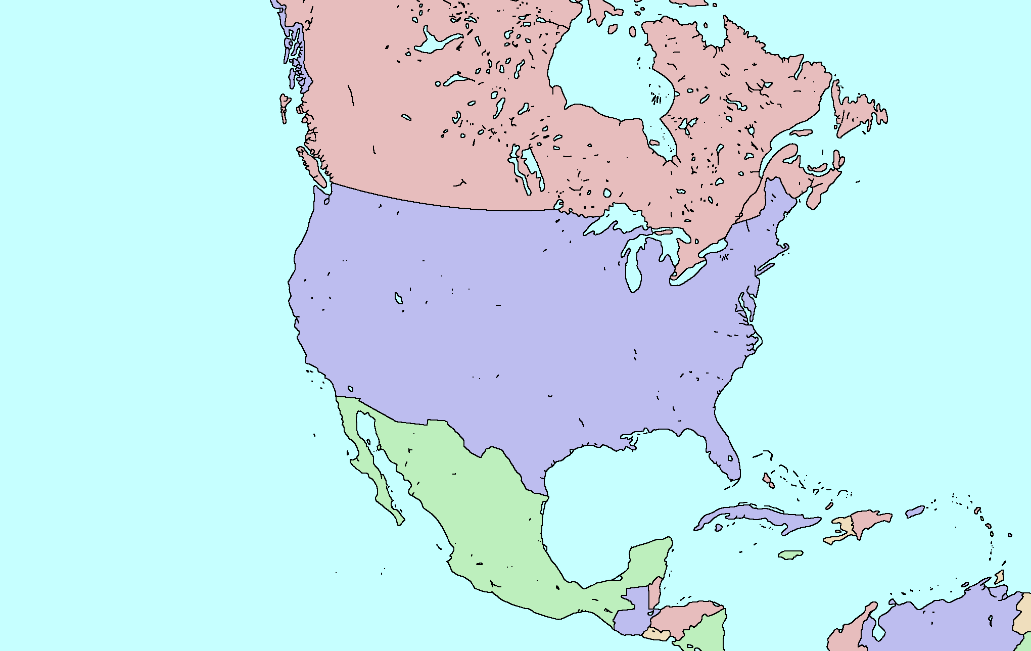 North America (without rivers) Blank Meme Template