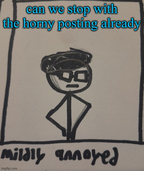 mildly annoyed | can we stop with the horny posting already | image tagged in mildly annoyed | made w/ Imgflip meme maker